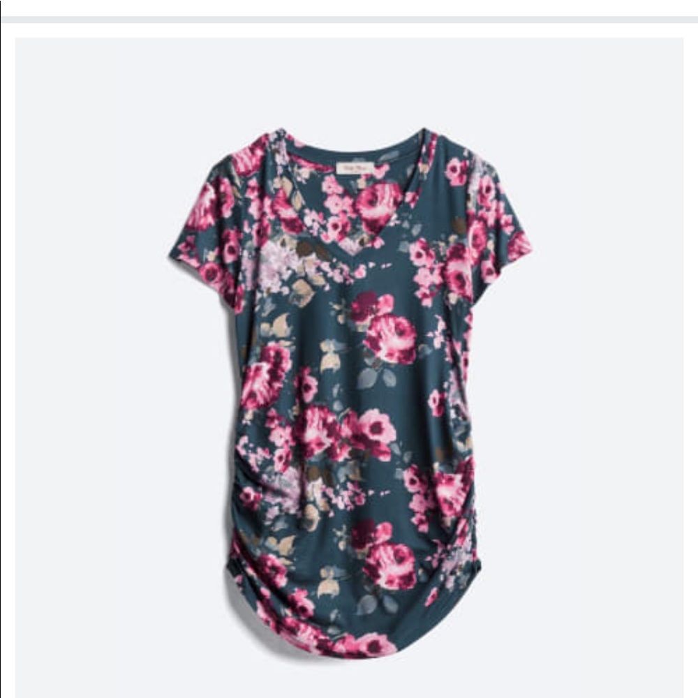 Blue and Pink Floral Maternity Top